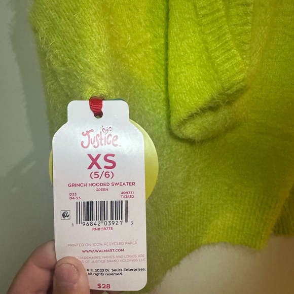 Justice Neon Green Grinch Turtleneck Sweater - Picture 4 of 4